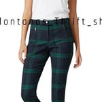 H&M  size 10 tartan plaid stretch blue green dress pants high rise straight leg Photo 0