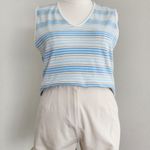 American Vintage Y2K Liz Claiborne LizSport White Blue Green Stripe Knit Cotton Tank Top M Photo 0