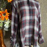 Doe & Rae ✅3/$30✅ NWT  Wine Button Down Long Sleeve Flannel Shirt with Wrist Ties | SMALL Photo 2