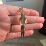 None Gold Tone Hammered Metal Adjustable Bangle Wire Bracelet Crystal Boho Chic Photo 1