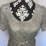 prAna Organic cotton scoop neck crochet short sleeve tie back lightweight boho shirt Photo 6