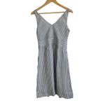 Zyga juliette white blue linen striped v‎ neck sleeveless dress size Small Photo 3