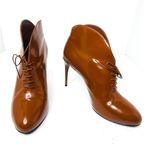 Gucci Brown Leather Kim Lace-Up Ankle Booties Women’s Size 38.5 High Heel Boots Photo 8