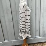 Pink Rose Cotton Blend Shawl Collar Cardigan In Oatmeal & Olive Stripe Size L Photo 3