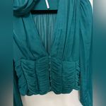 Free People  Teal Ruched Long Sleeve Blouse Size XS Photo 2