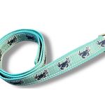 LL Bean Crab Ribbon Belt Sz Medium Large Aqua Blue Turquoise Blue D Ring 43" Photo 2
