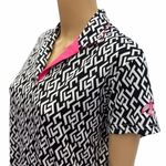 Sport Haley Geometric Print Golf Polo Shirt Black White Pink Womens Medium Photo 3