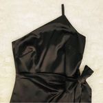 Gianni Bini  Brown Satin One Shoulder Mini Dress Cocktail Wrap Tie Waist Sz 0 New Photo 3