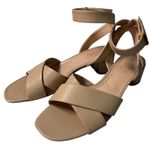 Franco Sarto  Noel Beige Leather Ankle‎ Strap Block Heel Sandals Womens Size 8M Photo 0