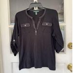 Lauren Ralph Lauren Shirt Women’s LRL Top L 3/4 Roll Tab Sleeve Sz L Black READ Size L Photo 4