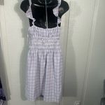 WAYF  Purple Gingham Checkered Smocked Waist Flutter Sleeve  Midi Dress SZ M NWT Photo 5