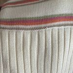 Striped Cotton Knit Scarf in Cream/Pink/Green/Orange Pink Photo 2