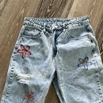 SheIn Too Adorable! Sz 30 Blue Jeans W Embroidered Flowers Photo 6