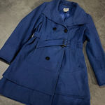 Worthington  Royal Blue‎ Double-Breasted Trench Coat Elegant Outerwear D-13 Photo 0