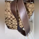 Coach Vintage Duffle Signature Jacquard Leather Canvas Brown Tan Hobo Bag Purse Photo 8