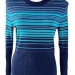 Hugo Boss Striped Sweater Knit Metallic Blue Navy Size S Photo 0