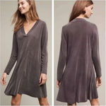 Anthropologie Dolan Left Coast V-Neck Long Sleeve Swing Pocket Dress in Grey, XS Photo 1