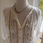 Anthropologie TINY from  Embroidered White and Tan Women's Top, EUC Photo 1