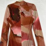 VICI  Mesh Midi Dress Size Medium Artsy Abstract Bodycon Watercolor Stretch Photo 4