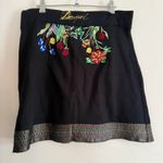 Desigual | 90s Vintage Black Floral embroidered Pull-on Skirt | Medium Photo 4