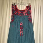 Mi Golondrina Hand Embroidered Chambray Dress | S Blue Photo 3