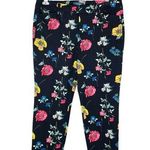 Old Navy  Women's Pixie Mid Rise Pants Black Floral Colorful Size 12 Casual GUC Photo 0