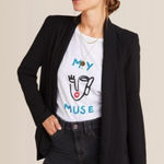 Cartonnier by Anthropologie Black Open Front Cascade Blazer Photo 0