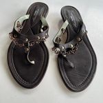 Sigerson Morrison Made in Italy WOMENS‎ BROWN KITTEN HEEL LEATHER SANDALS Sz 7.5 Black Photo 3