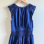 Anthropologie Maeve Ingrid 100% Silk Dress Sapphire Blue Womens Size 2 Smocked Photo 7