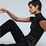 Madewell  Mockneck Thong Bodysuit, True Black, Size Medium Photo 4