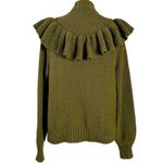 Madewell Ruffle Cardigan Sweater in Golden Spinach Size Small Western Bohemian Photo 5