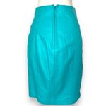 Vintage 80s Yucatan Bay Teal 2 Piece Leather Mini Skirt Jacket Matching Suit Set Photo 8