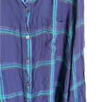 Old Navy Blue Plaid Metallic Thread Button Down Large Photo 4