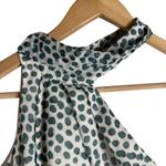Elle Zeitoune Grace White Teal Polka Dot l Halter High Neck Formal Gown Large Blue Photo 9