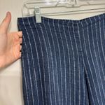 Eileen Fisher Organic Linen Pull-On Cropped Linen Pants in Navy Stripe - Size S Photo 2