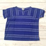 Old Navy  M Women’s Royal Blue Stripes Shirt Short Sleeve Top Size Medium Photo 0