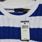 Ralph Lauren  Polo Cable Knit Short Sleeve Sweater Jumper Blue & White Stripe XXL Photo 3