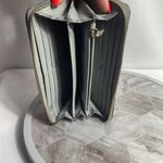 Fossil Leather Zip Around Wallet Colorblock Gray Yellow Pink RFID Style Photo 12