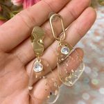 Gold Shell Bits Transparent Earrings Photo 2