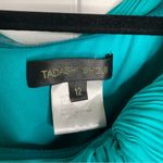 Tadashi Shoji ‎ pleated organza teal maxi gown size 12 wedding guest prom gala Photo 2