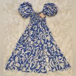 NWT LA LIGNE Lola Floral Silk Midi Dress In French Blue/ Ivory White Size M Photo 3