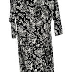 Ralph Lauren Lauren  Black White Floral Faux Wrap Dress Career Work Womens 12 Photo 0