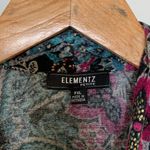 Elementz  Magenta Teal Floral Paisley Print Dressy Top Size PXL Photo 3