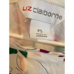 Liz Claiborne  Floral Print Top Petite Small PS Short‎ Sleeve Square Neck Casual Photo 2