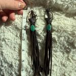 Handmade Bohemian real Leather & turquoise Tassel Earrings Photo 3