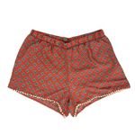About A Girl X-LARGE Boho Pom Pom Elastic Waist Comfy Patterned Shorts Photo 0