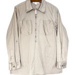 Michael Kors Women's  Tan Khaki Half Zip-Up Shirt, Size Medium, Button Sleeves Photo 0