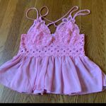 Love Tree Lace cami top babydoll style top in pink size M Photo 6