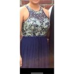 Faviana Glamour navy beaded gown Labeled Size 12 but altered Photo 1