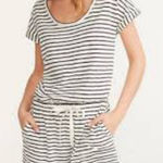 Lou & grey  striped short sleeve romper tie waist women’s size XS gray‎ & cream Photo 0